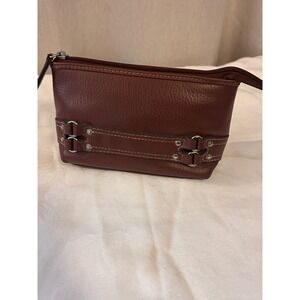 Tommy Hilfiger Brown Pebbled Leather Zipper Pouch/Clutch with Card Slots